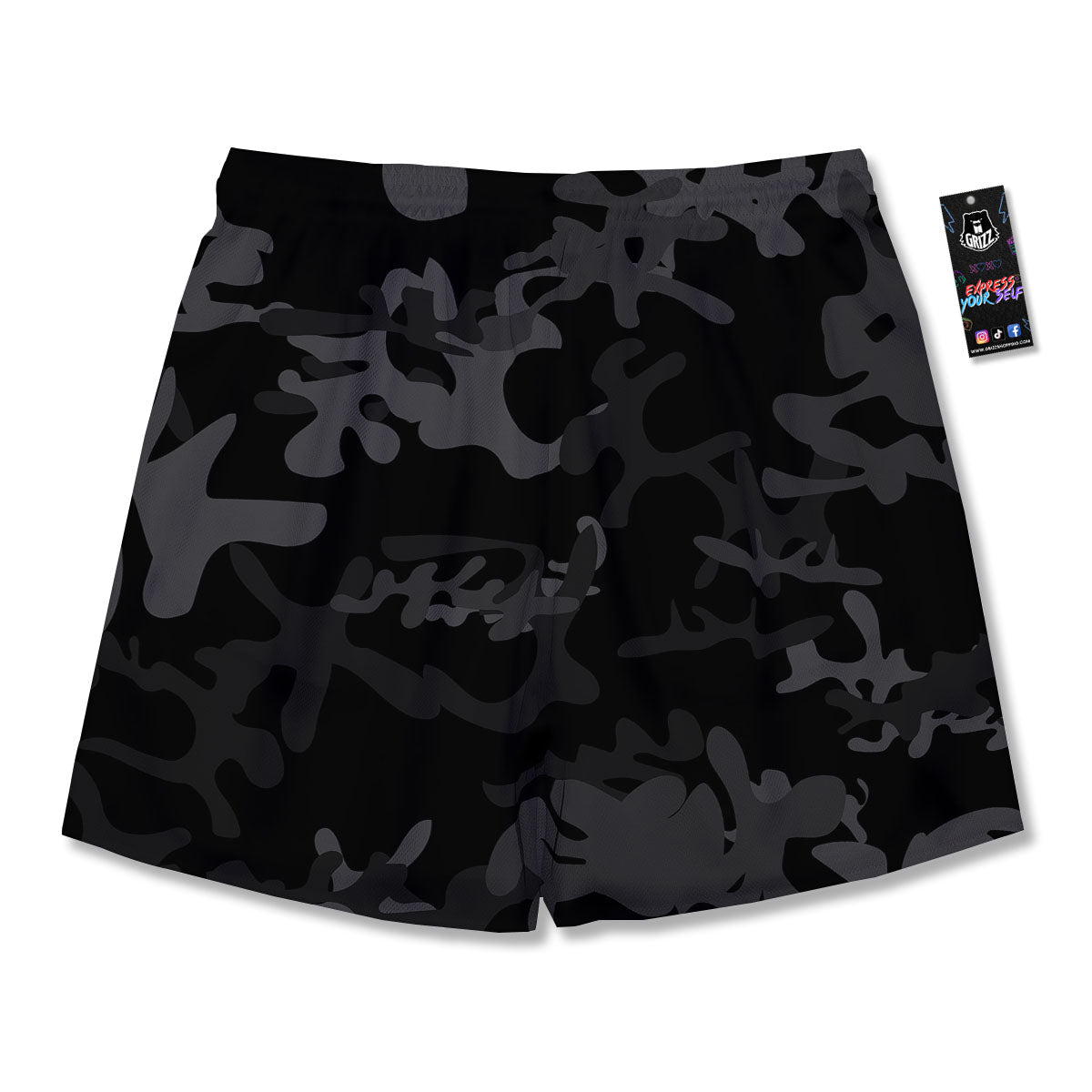 Grey Digital Camo Black Print Pattern Men's Running Shorts-grizzshop