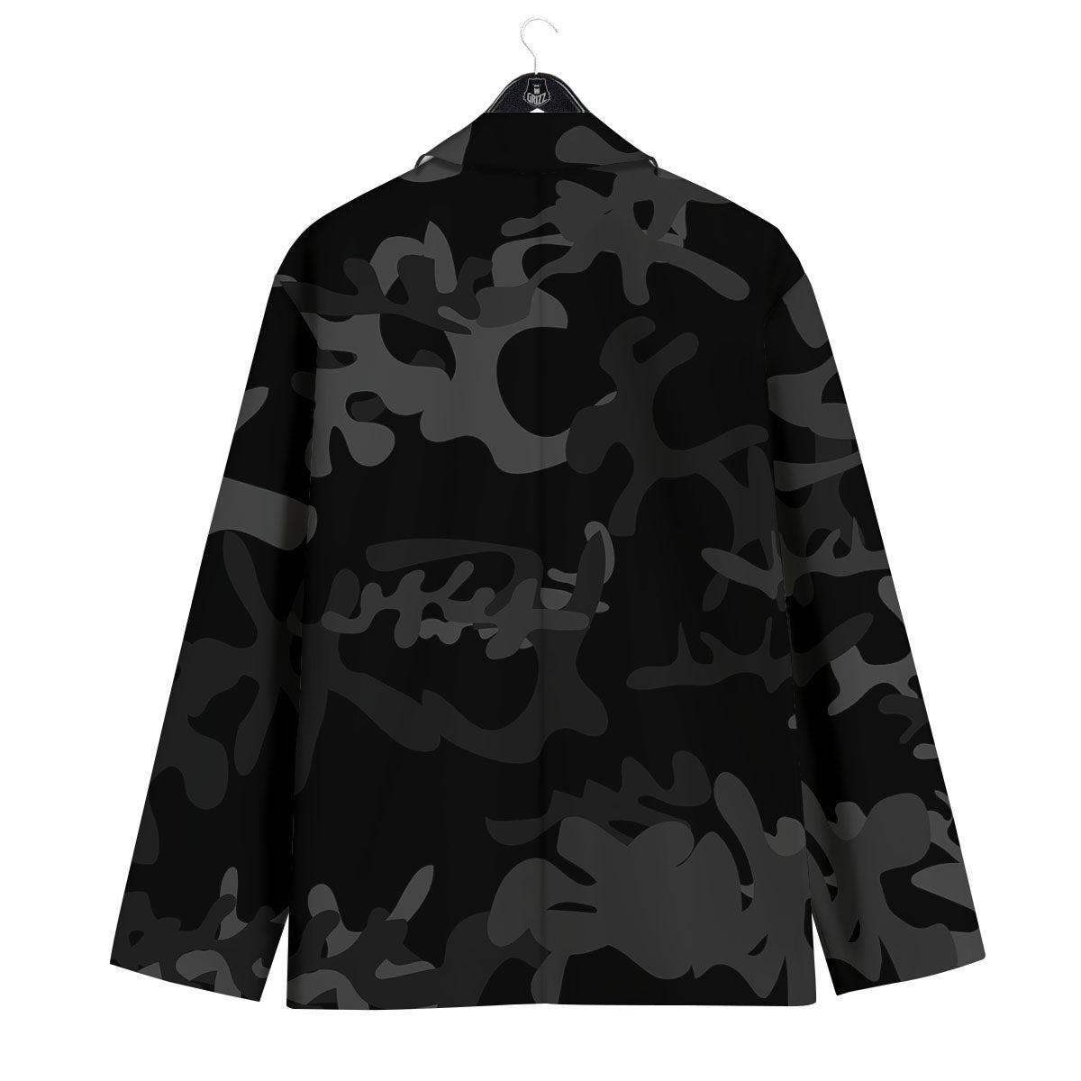 Grey Digital Camo Black Print Pattern Men's Sport Coat-grizzshop