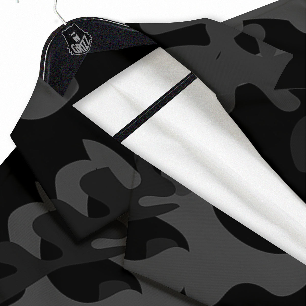 Grey Digital Camo Black Print Pattern Men's Sport Coat-grizzshop