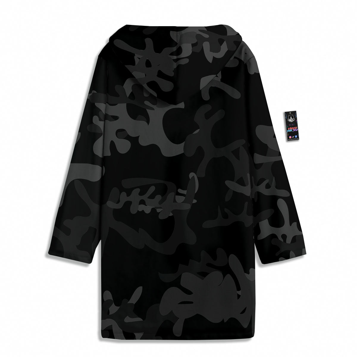 Grey Digital Camo Black Print Pattern Men's Windbreaker Jacket-grizzshop