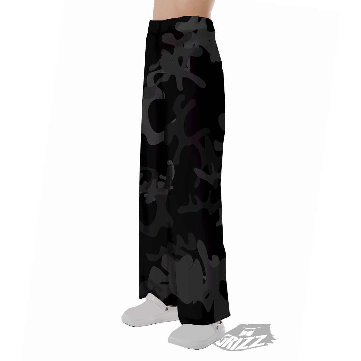 Grey Digital Camo Black Print Pattern Pajama Pants-grizzshop