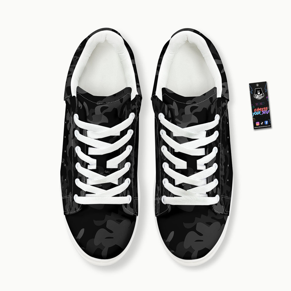 Grey Digital Camo Black Print Pattern Platform Shoes-grizzshop