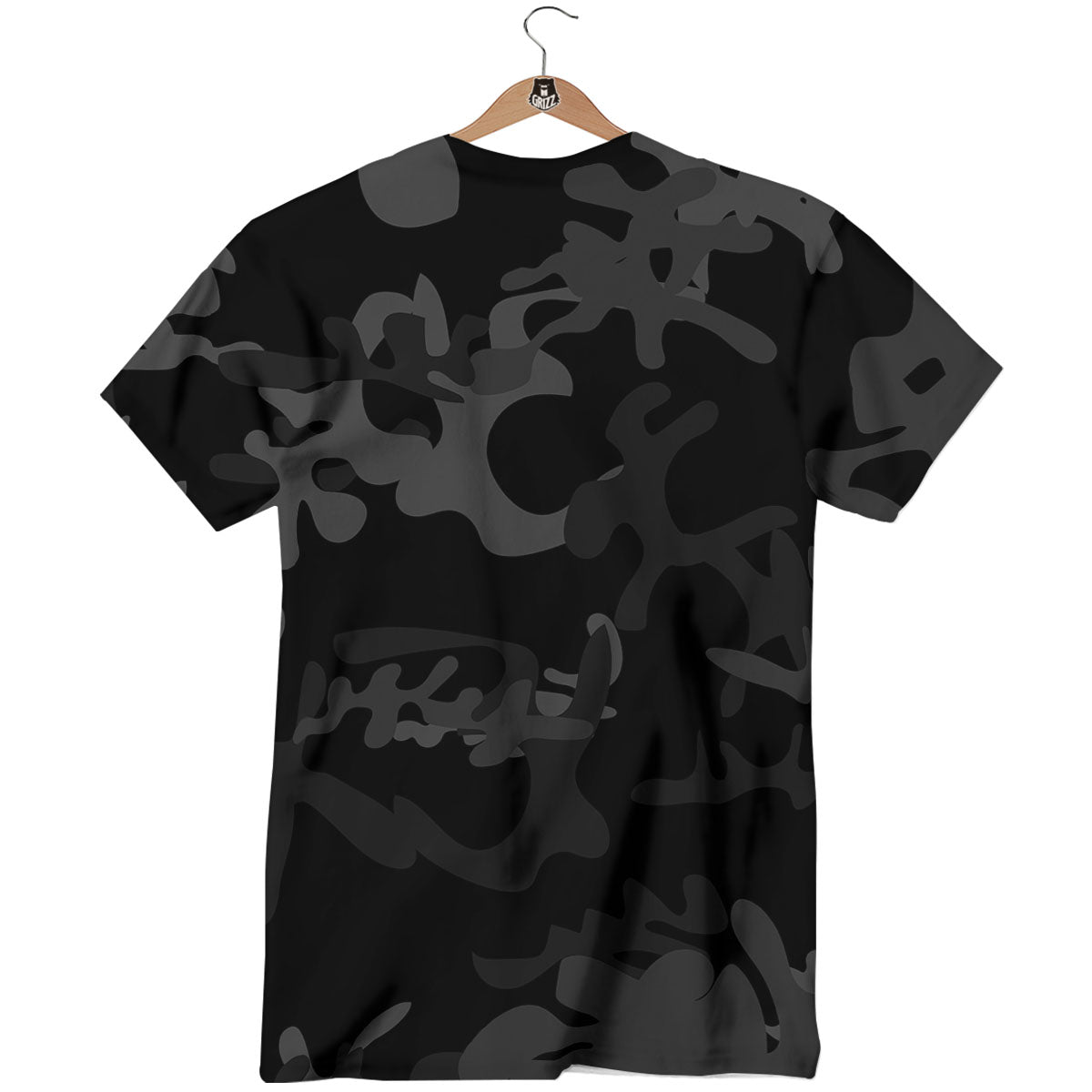 Grey Digital Camo Black Print Pattern T-Shirt-grizzshop