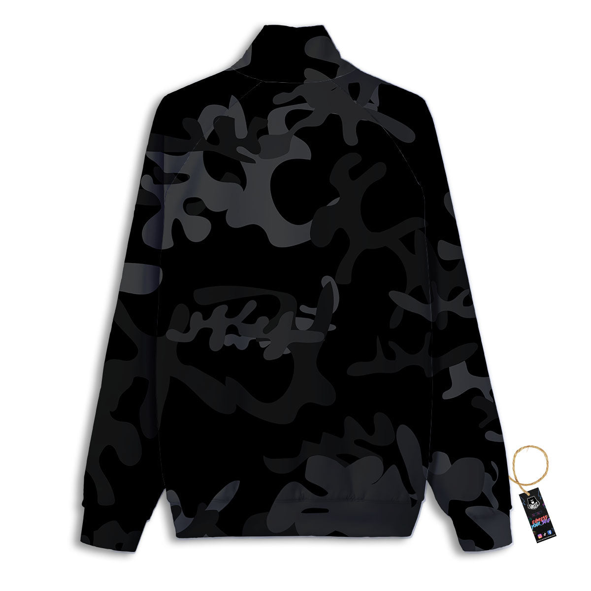Grey Digital Camo Black Print Pattern Track Jacket-grizzshop
