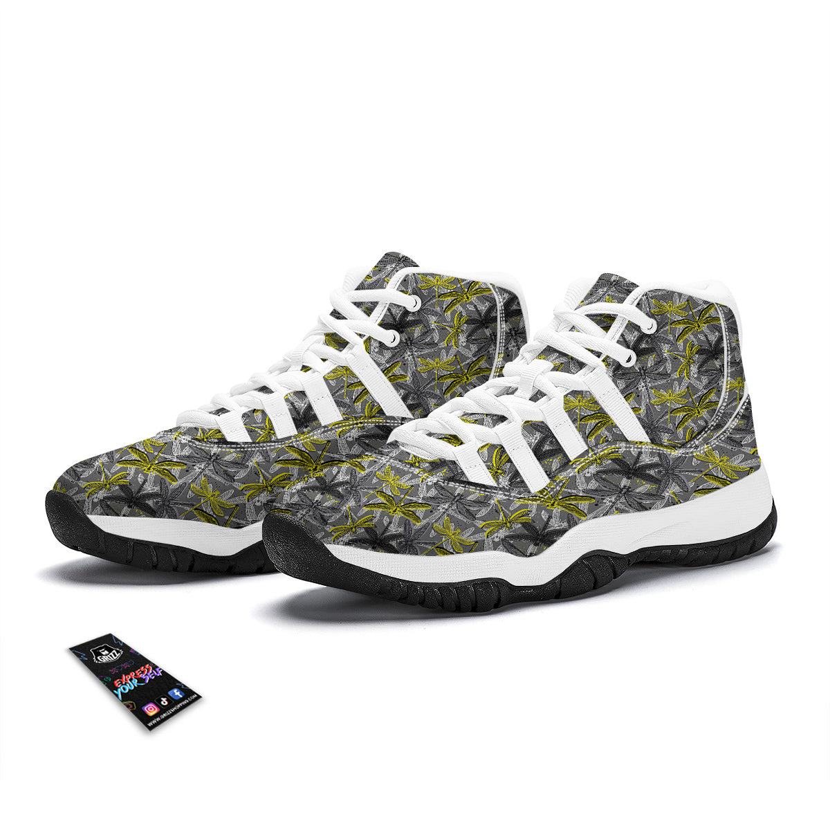 Grey Dragonfly White Bball Shoes-grizzshop