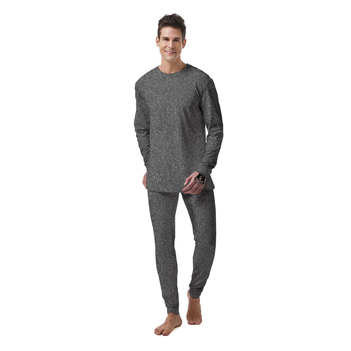 Grey Glitter Artwork Print Men's Pajamas-grizzshop