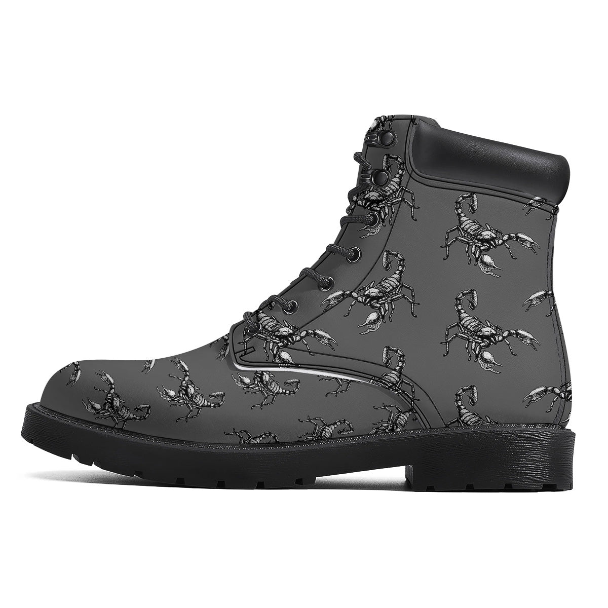 Grey Hand Drawn Scorpion Print Pattern Boots-grizzshop