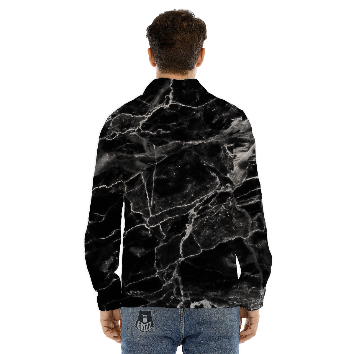 Grey Hand Drawn Scorpion Print Pattern Men's Dress Shirts-grizzshop