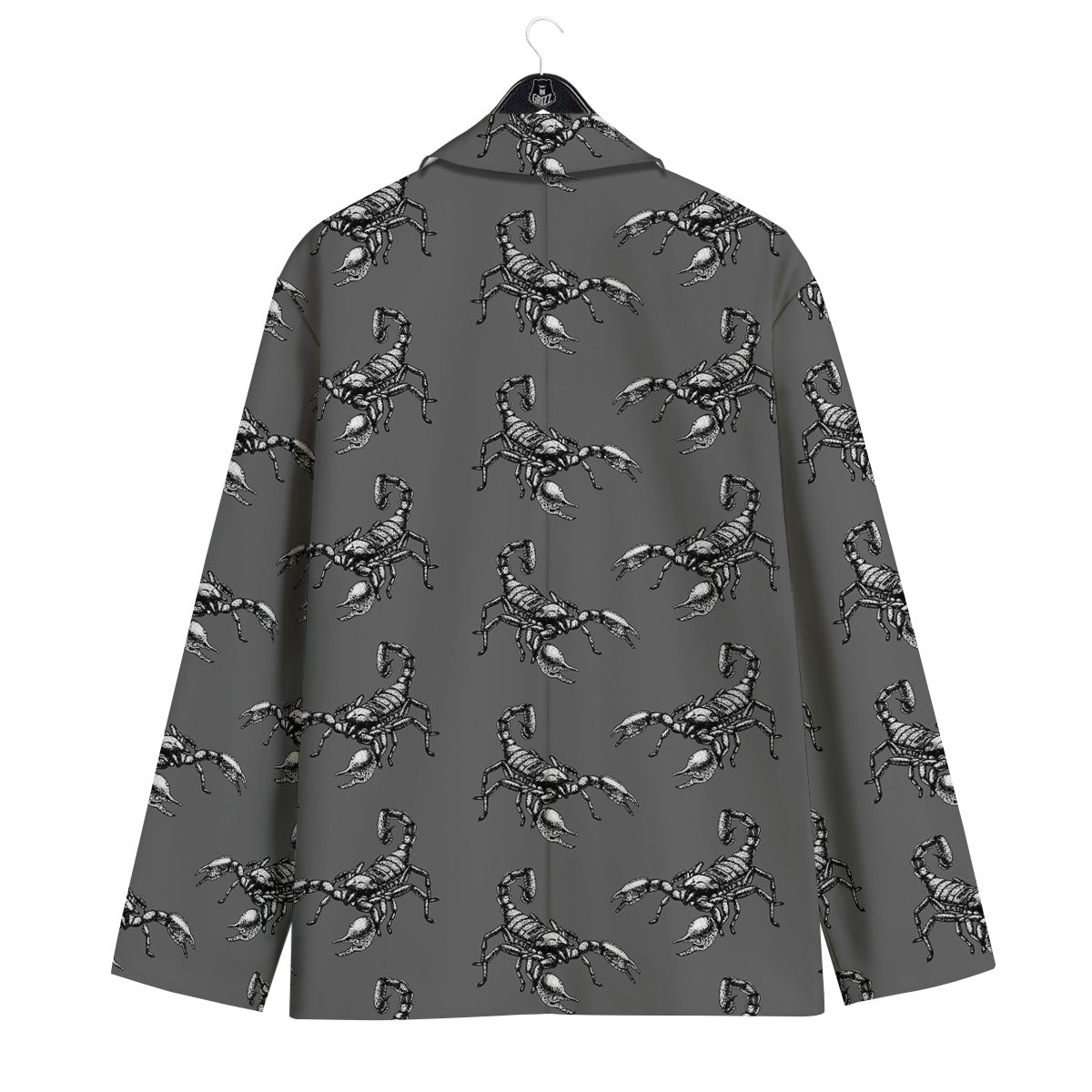 Grey Hand Drawn Scorpion Print Pattern Men's Sport Coat-grizzshop