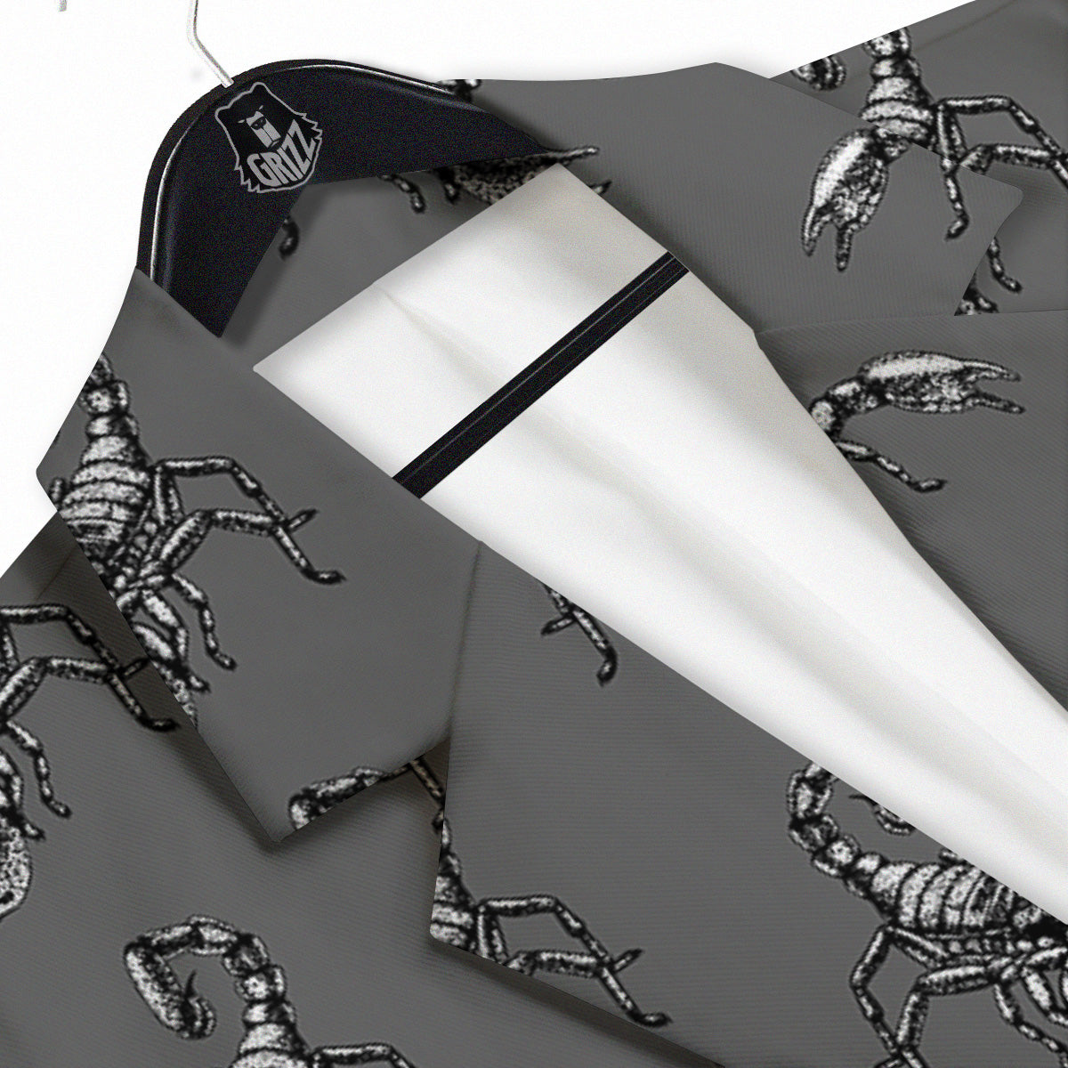 Grey Hand Drawn Scorpion Print Pattern Men's Sport Coat-grizzshop