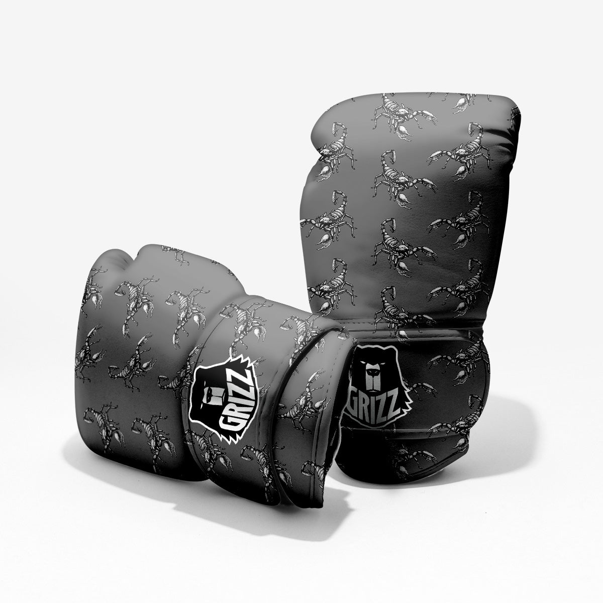 Grey Hand Drawn Scorpion Print Pattern Pro Boxing Glove
