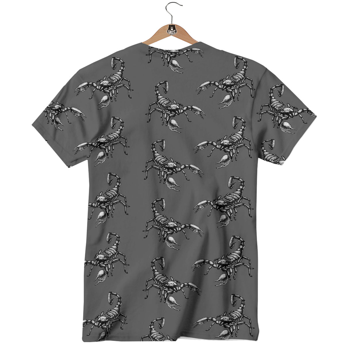 Grey Hand Drawn Scorpion Print Pattern T-Shirt-grizzshop
