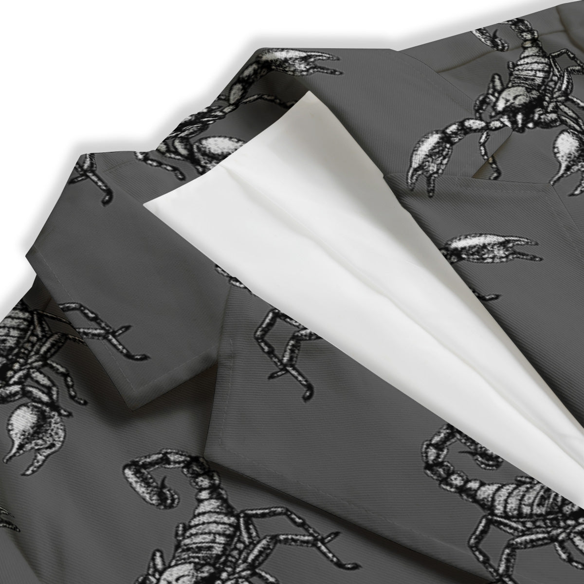 Grey Hand Drawn Scorpion Print Pattern Women's Blazer-grizzshop