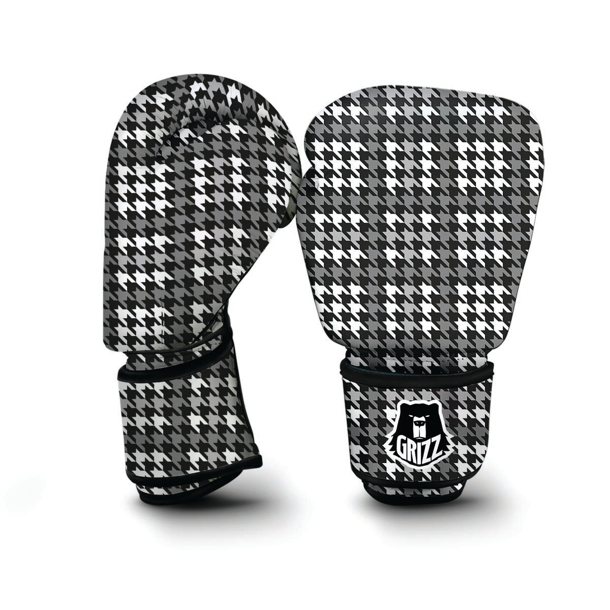 Grey Houndstooth Boxing Gloves-grizzshop