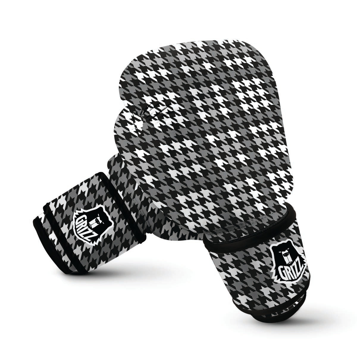 Grey Houndstooth Boxing Gloves-grizzshop