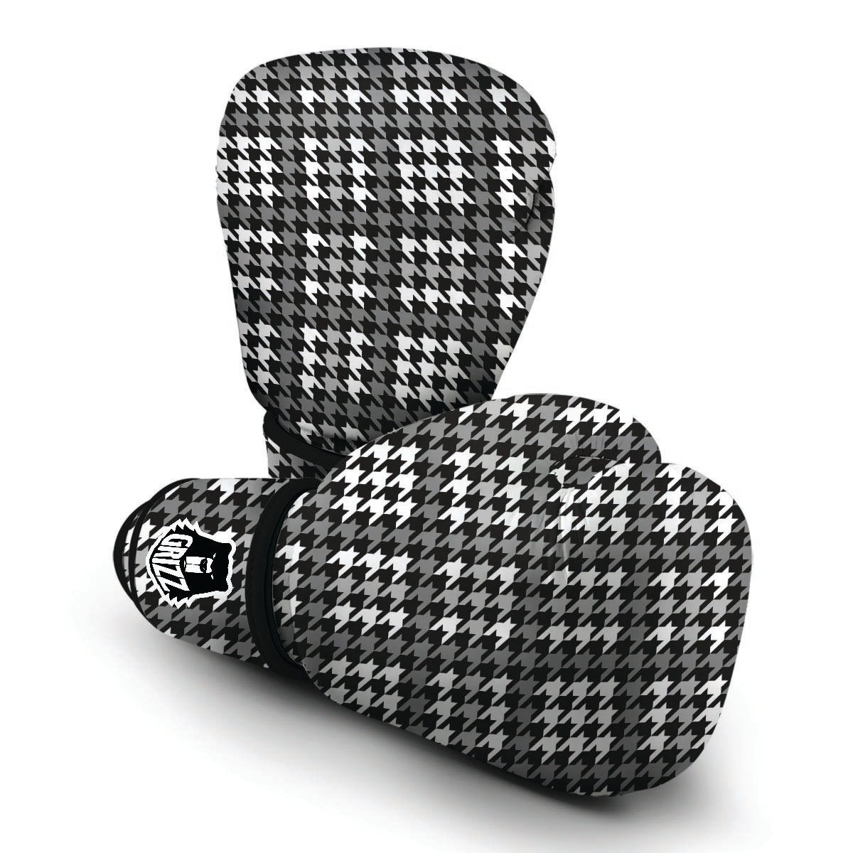 Grey Houndstooth Boxing Gloves-grizzshop