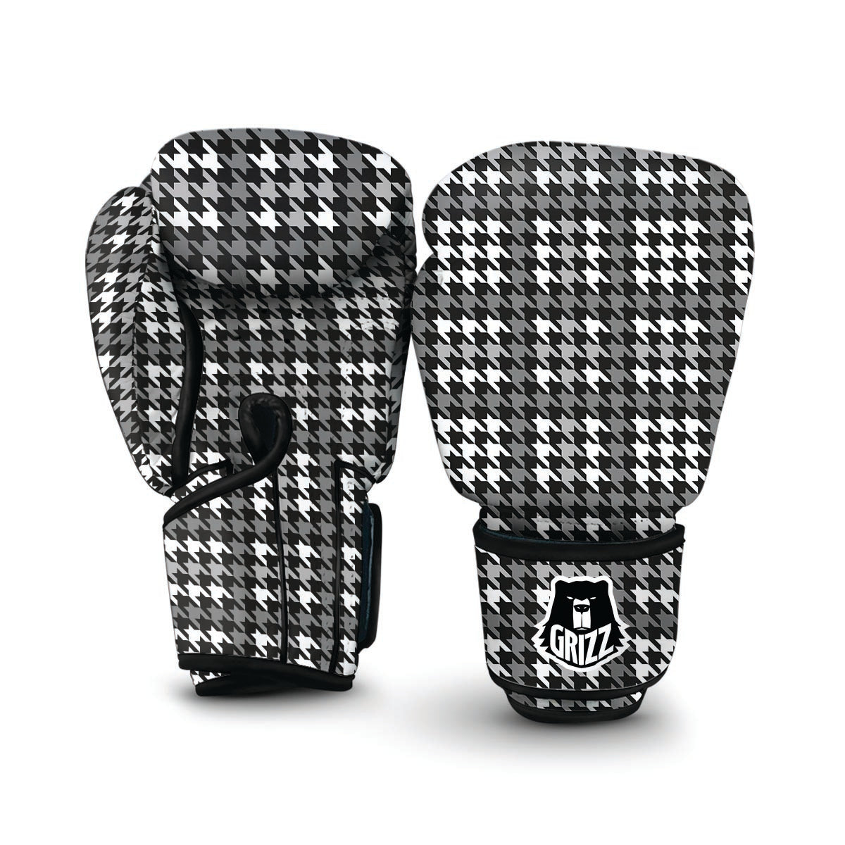 Grey Houndstooth Boxing Gloves-grizzshop