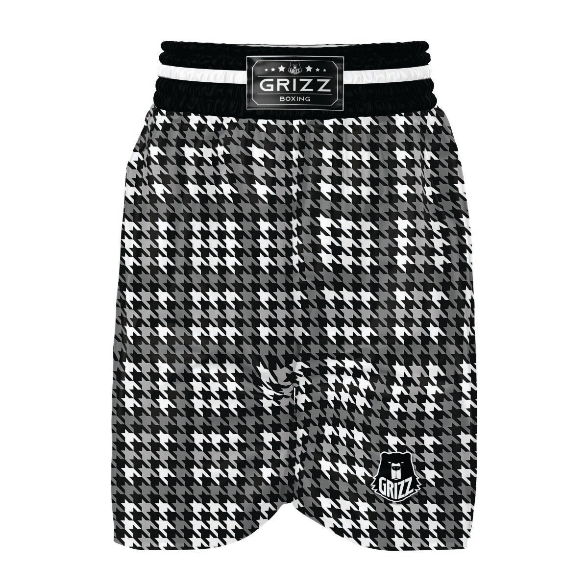 Grey Houndstooth Boxing Shorts-grizzshop