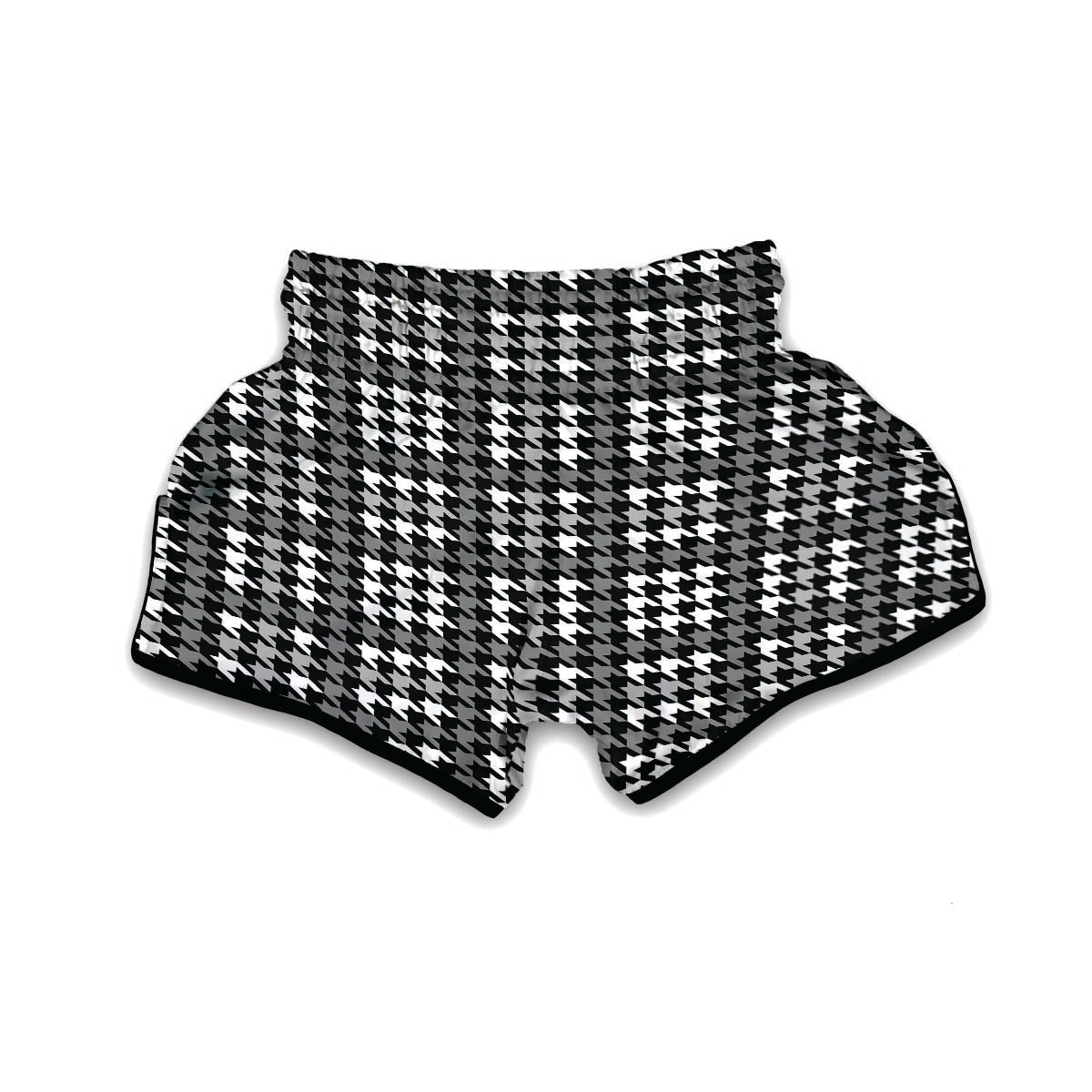 Grey Houndstooth Muay Thai Boxing Shorts-grizzshop