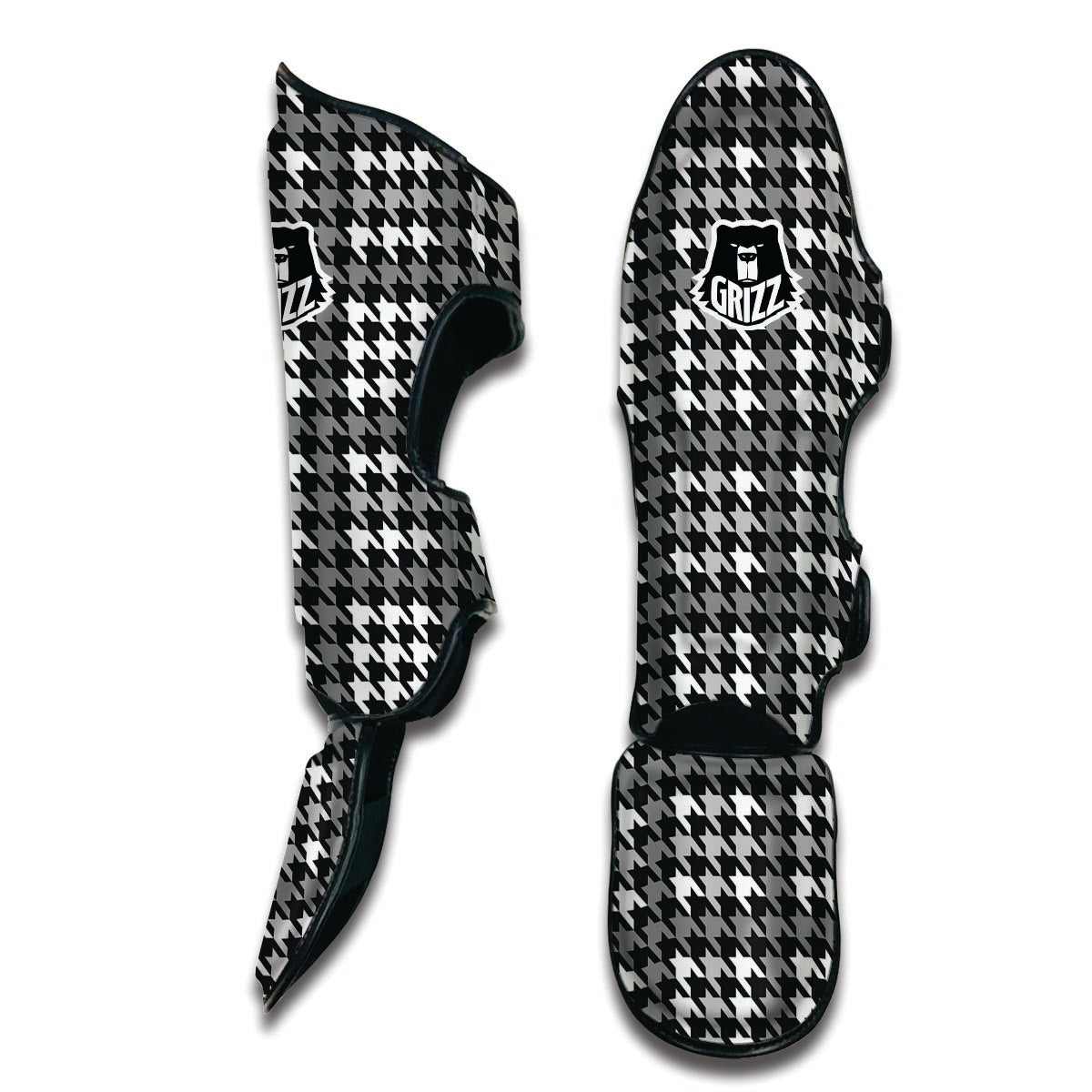 Grey Houndstooth Muay Thai Shin Guards-grizzshop