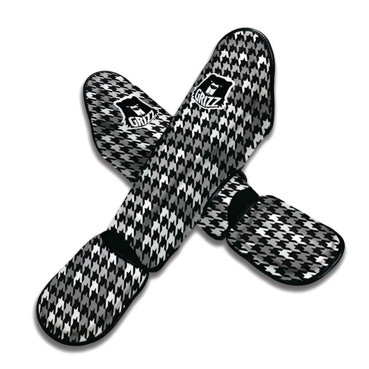 Grey Houndstooth Muay Thai Shin Guards-grizzshop