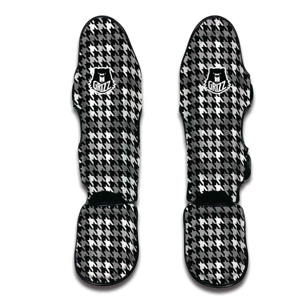 Grey Houndstooth Muay Thai Shin Guards-grizzshop