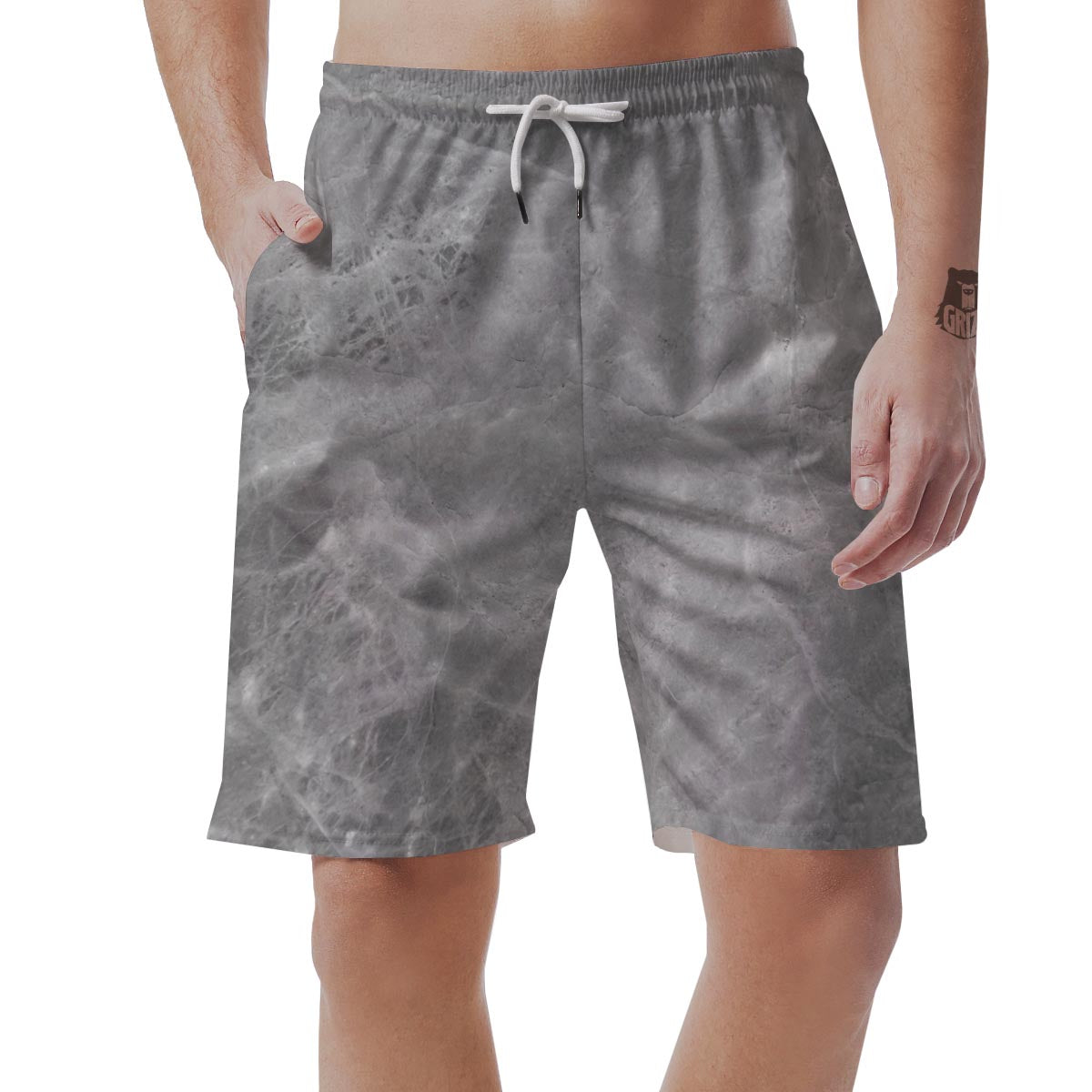 Grey Marble Men's Shorts-grizzshop