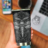 Grey Moth Skull Print Tumbler-grizzshop