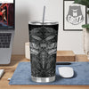 Grey Moth Skull Print Tumbler-grizzshop