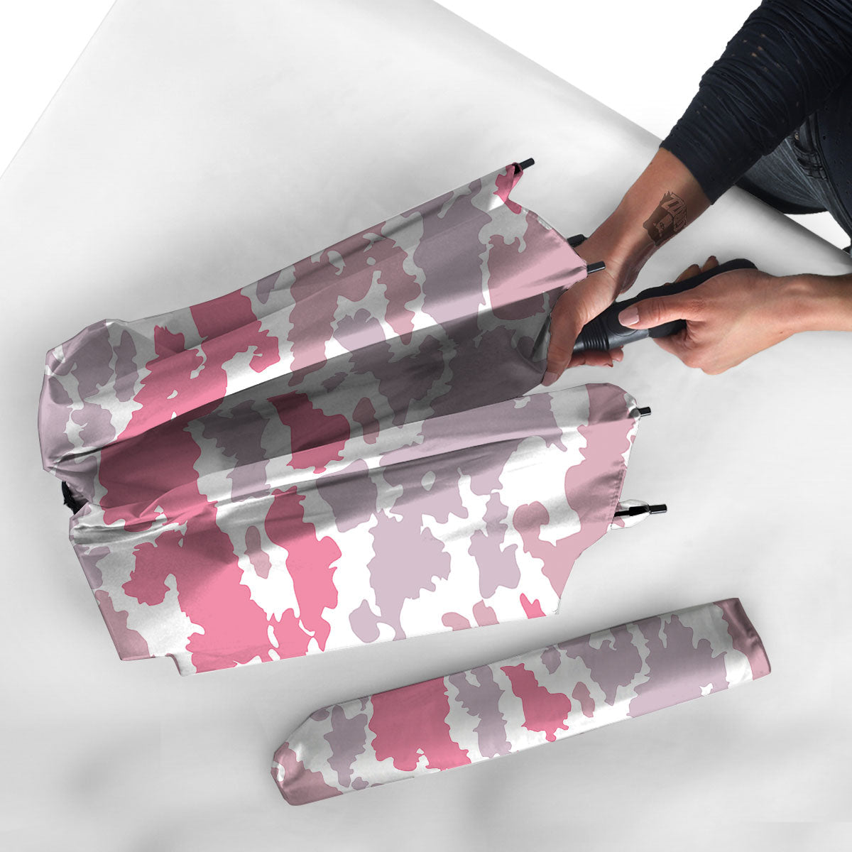 Grey Pink And White Camo Print Umbrella-grizzshop