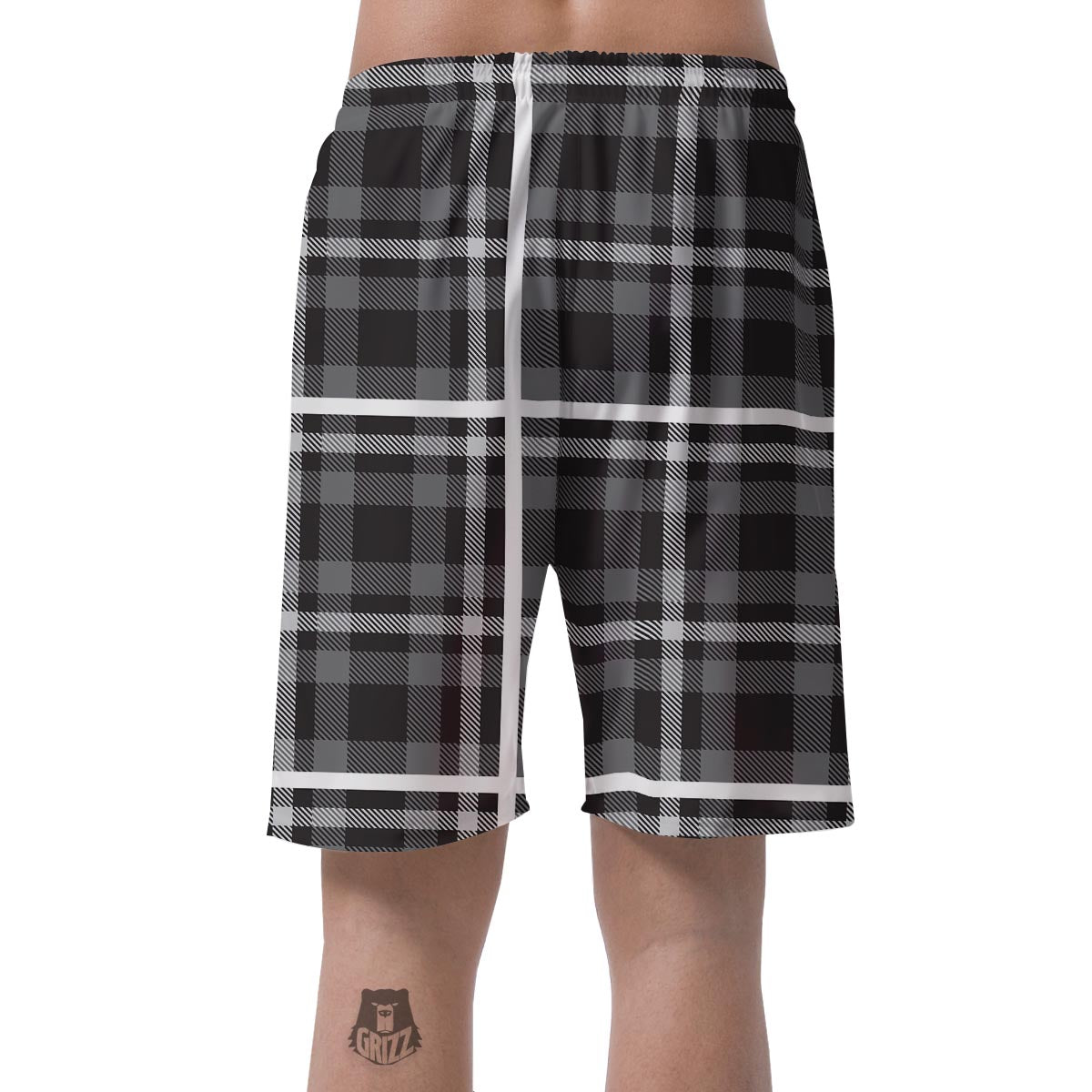 Grey Plaid Tartan Men's Shorts-grizzshop