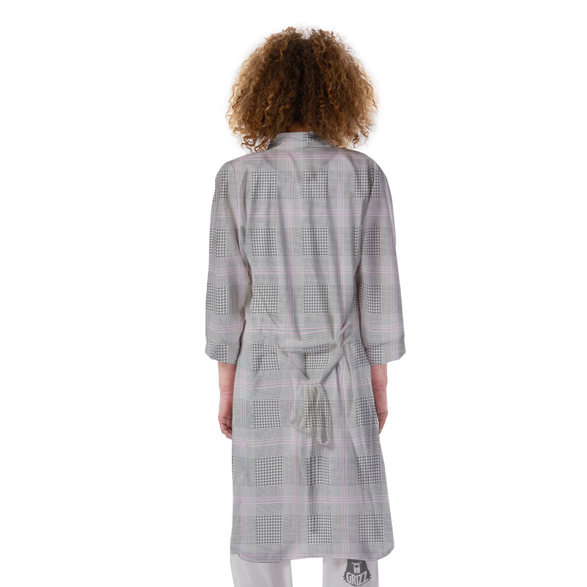Grey Prince Of Wales Check Print Kimono-grizzshop