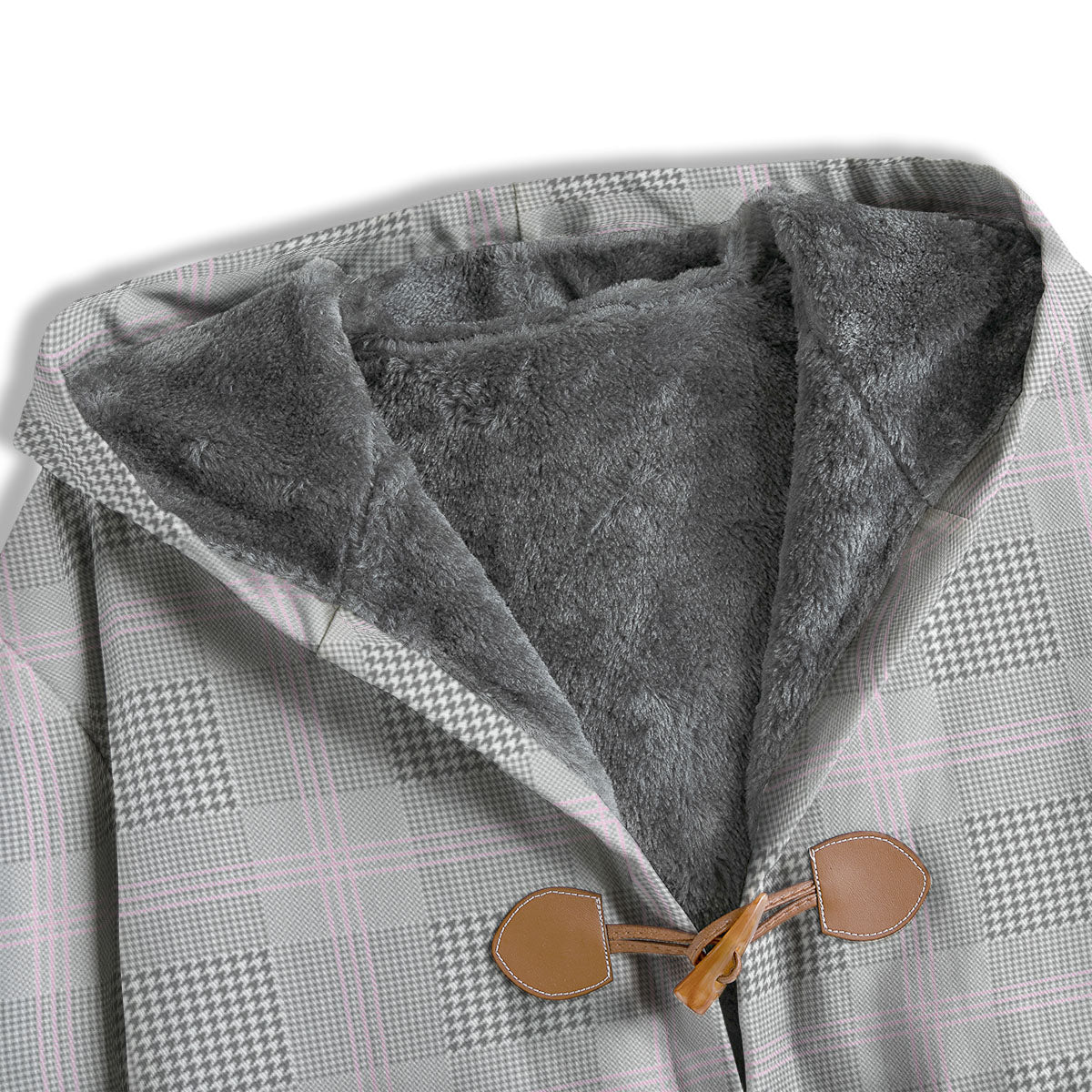 Grey Prince Of Wales Check Print Men's Windbreaker Jacket-grizzshop