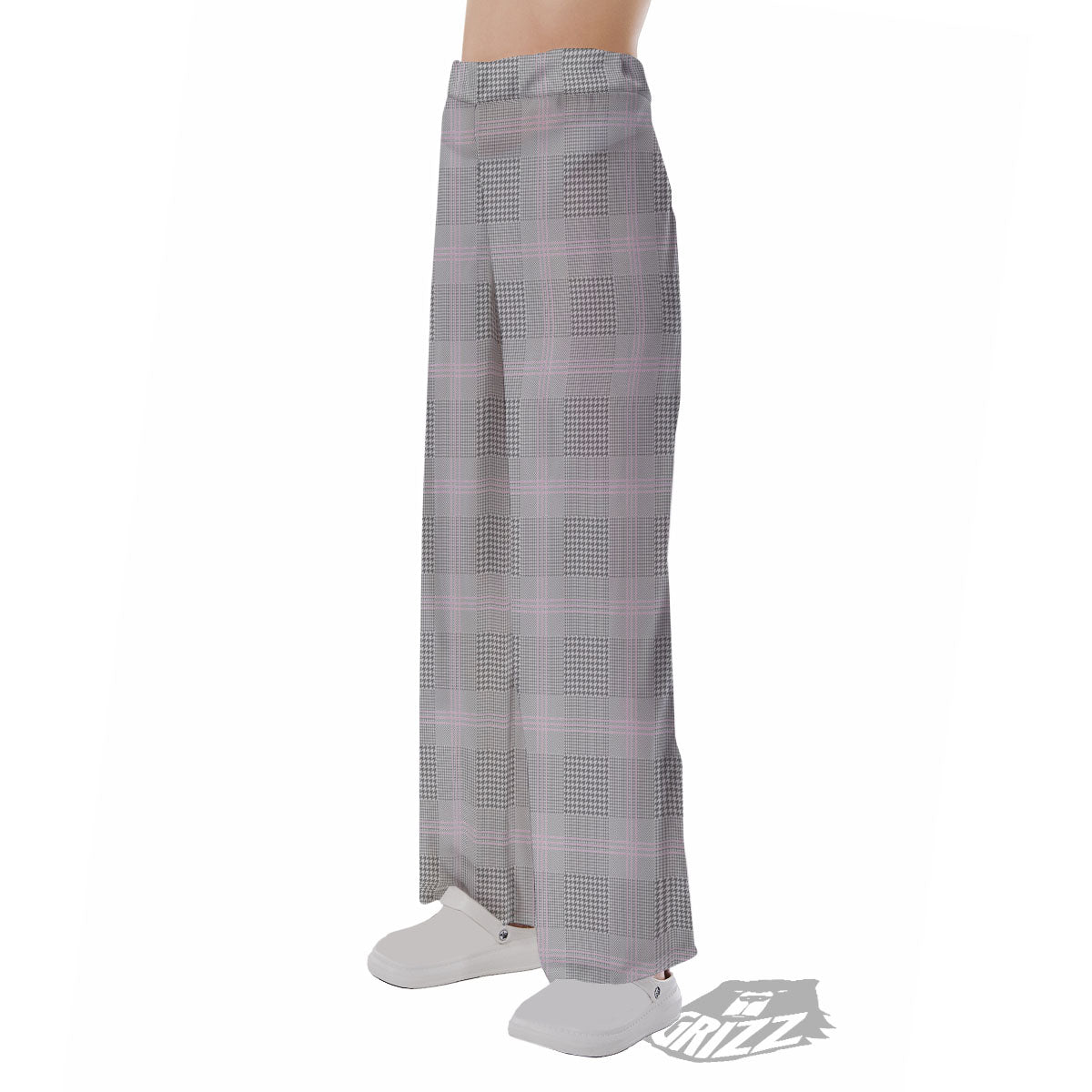 Grey Prince Of Wales Check Print Pajama Pants-grizzshop