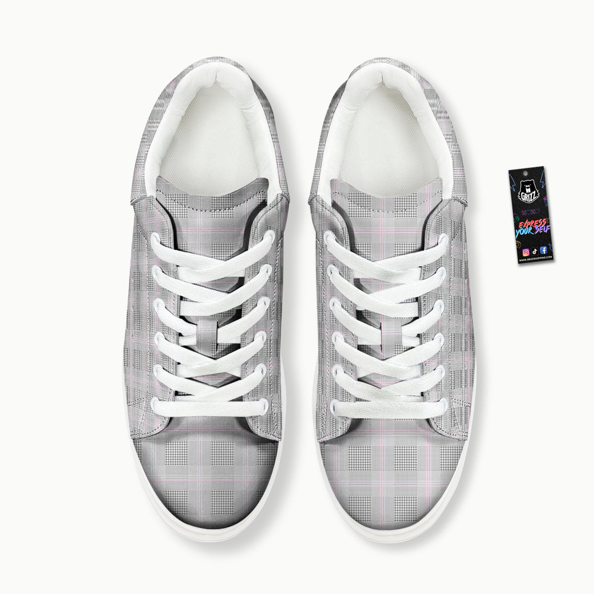 Grey Prince Of Wales Check Print Platform Shoes-grizzshop