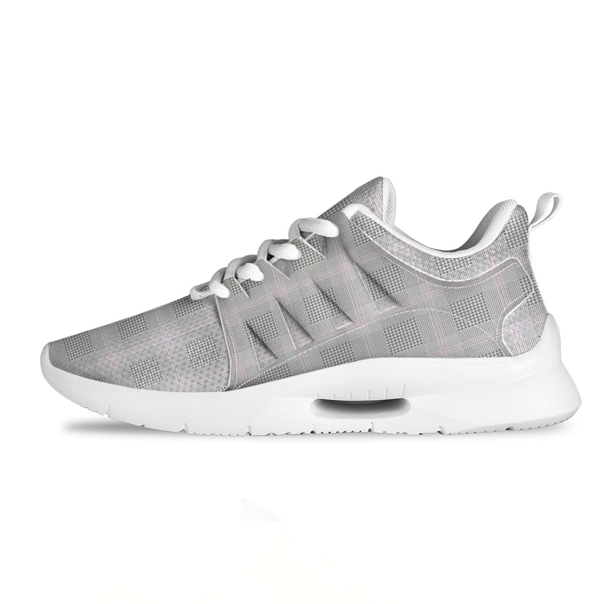 Grey Prince Of Wales Check Print Tennis Shoes-grizzshop