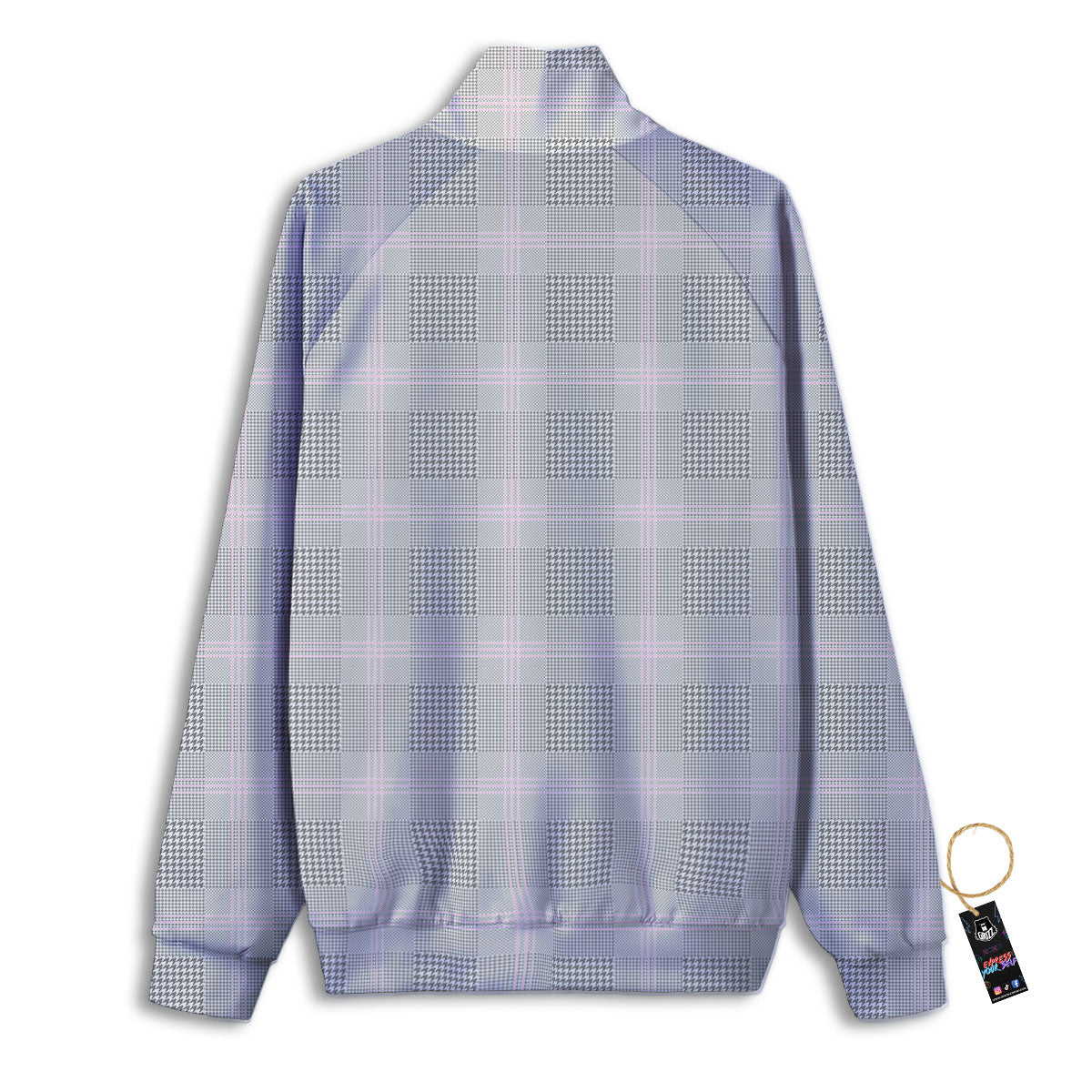 Grey Prince Of Wales Check Print Track Jacket-grizzshop