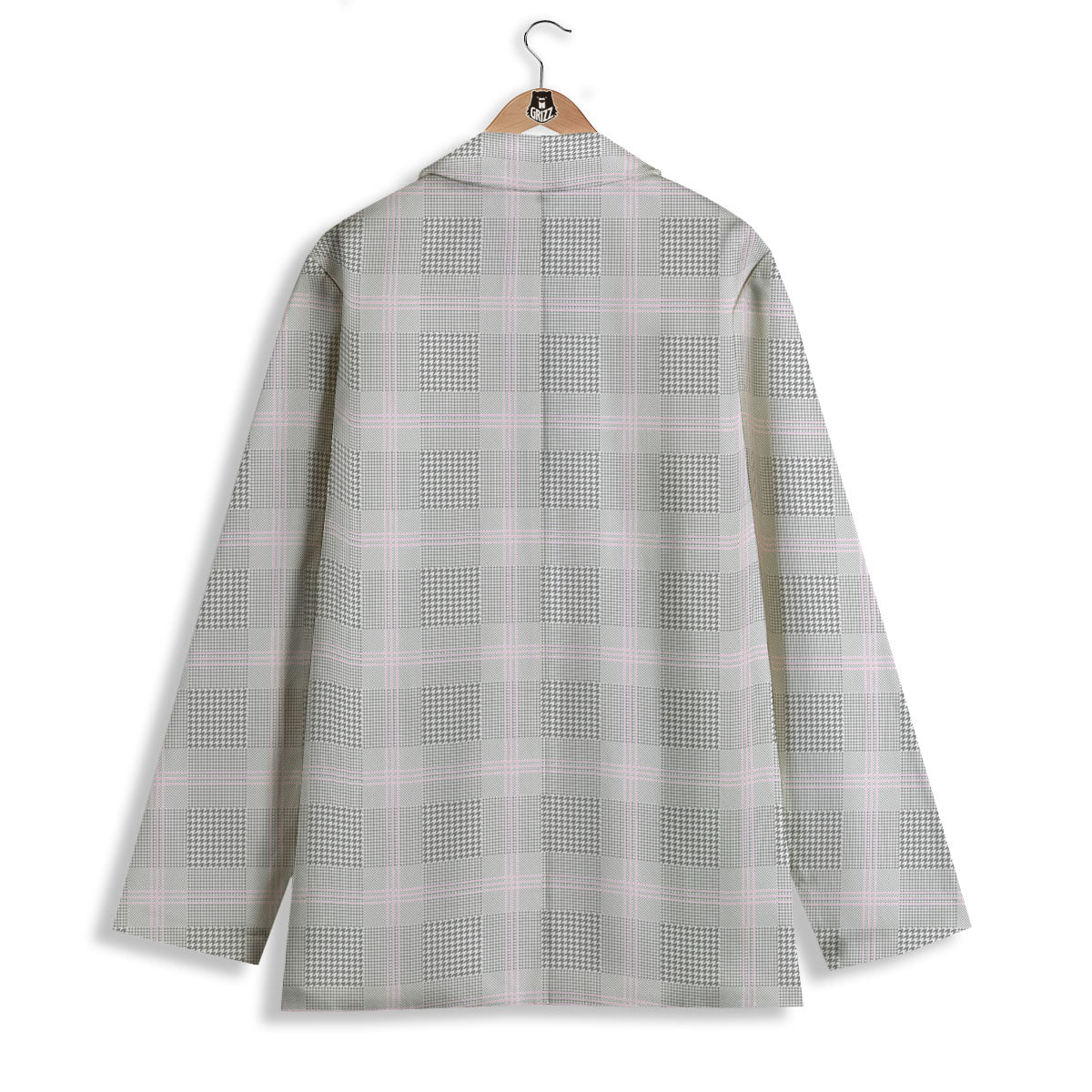 Grey Prince Of Wales Check Print Women's Blazer-grizzshop