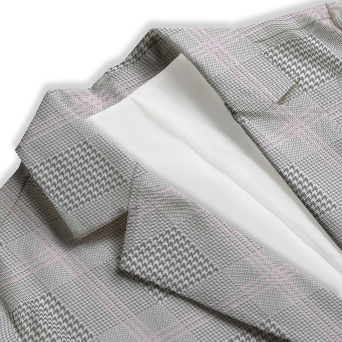 Grey Prince Of Wales Check Print Women's Blazer-grizzshop