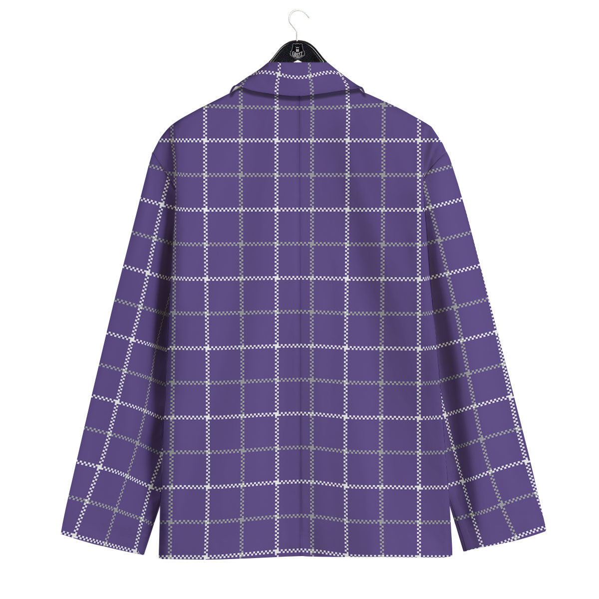 Grey Purple And White Tattersall Print Pattern Men's Sport Coat-grizzshop