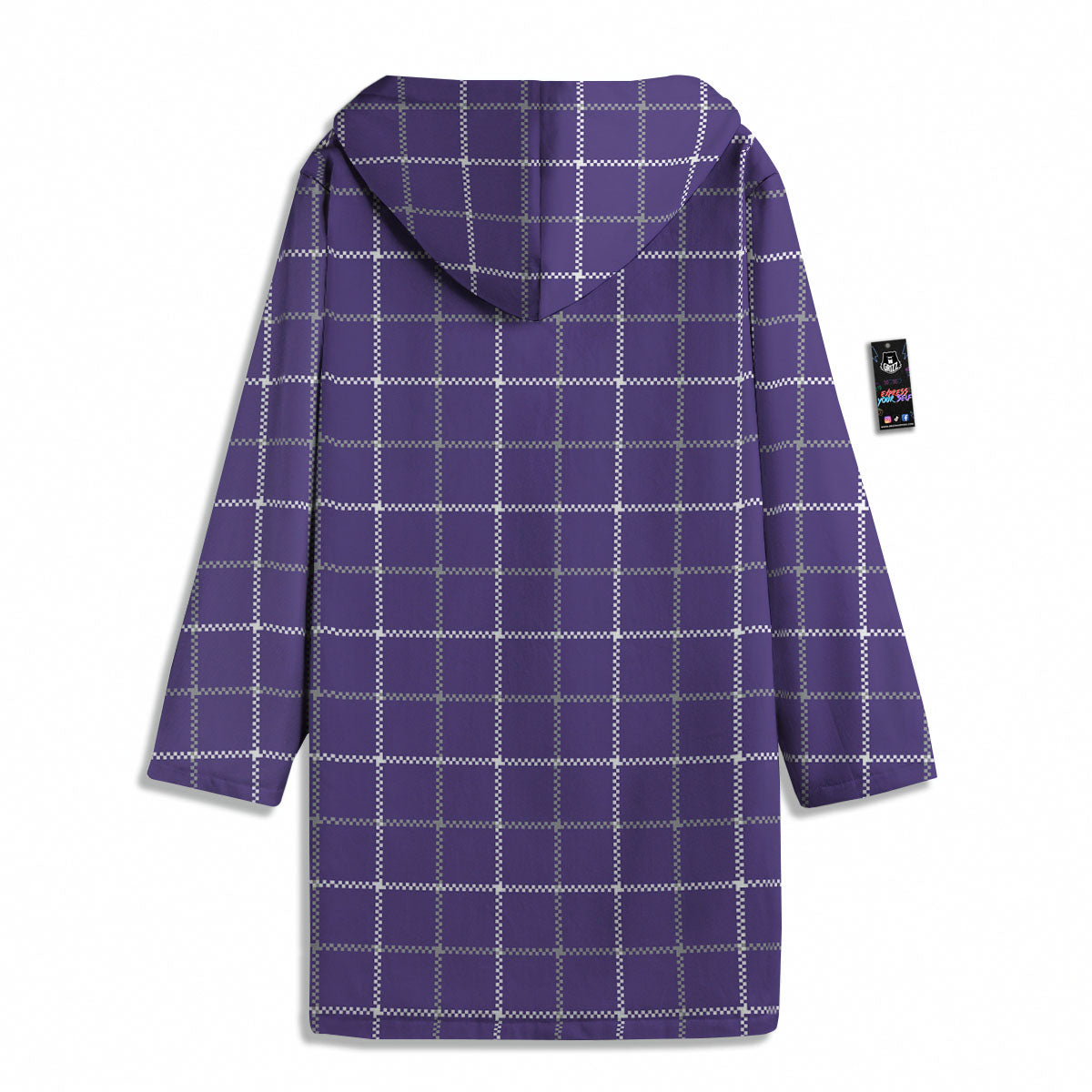 Grey Purple And White Tattersall Print Pattern Men's Windbreaker Jacket-grizzshop