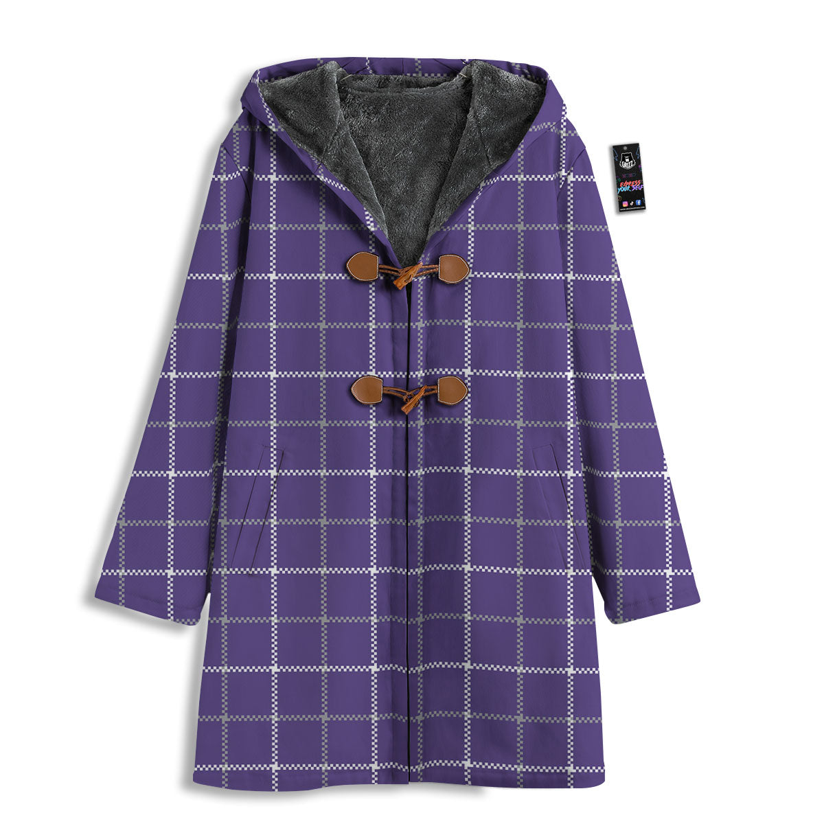 Grey Purple And White Tattersall Print Pattern Men's Windbreaker Jacket-grizzshop