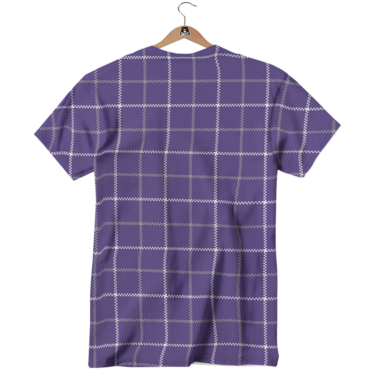 Grey Purple And White Tattersall Print Pattern T-Shirt-grizzshop