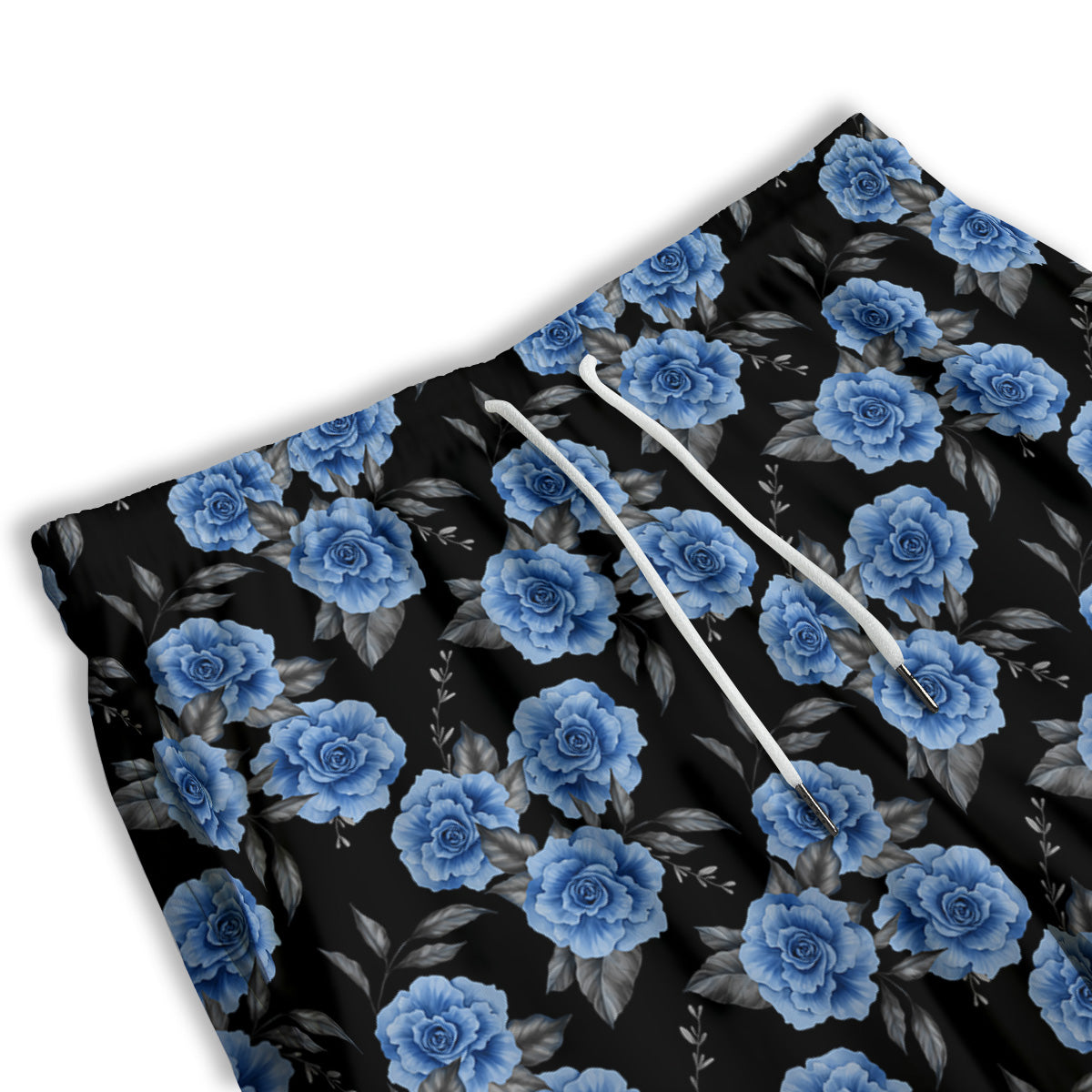 Grey Rose Floral And Blue Peony Print Men's Athletic Shorts