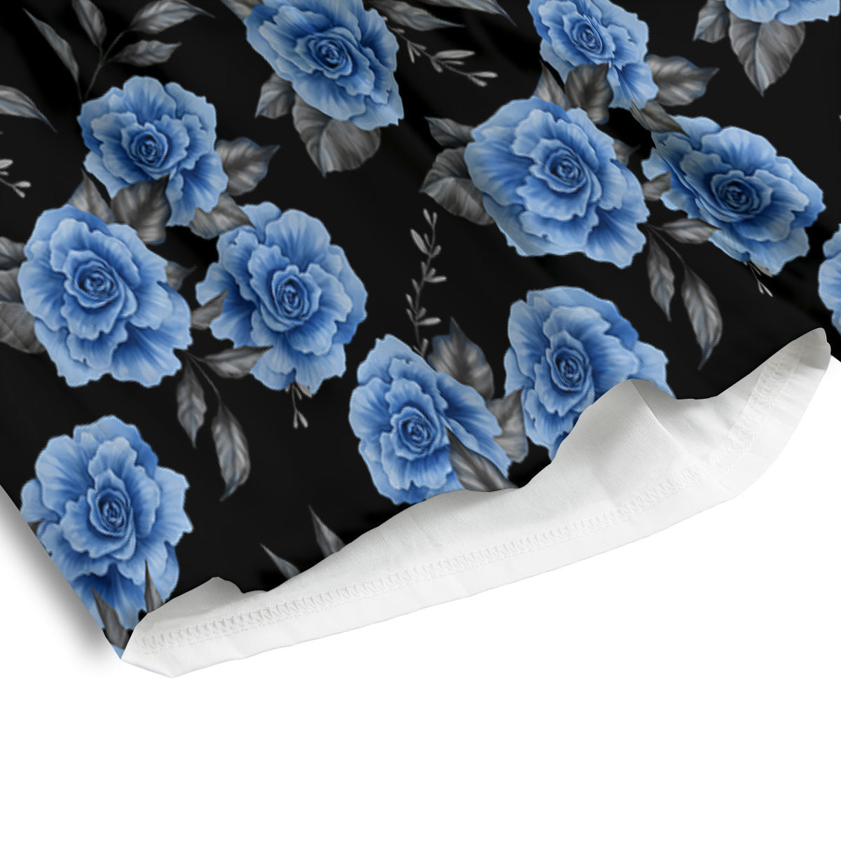 Grey Rose Floral And Blue Peony Print Men's Athletic Shorts