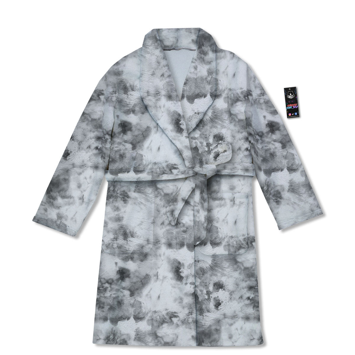 Grey Smoke Marble Print Pattern Bathrobe-grizzshop