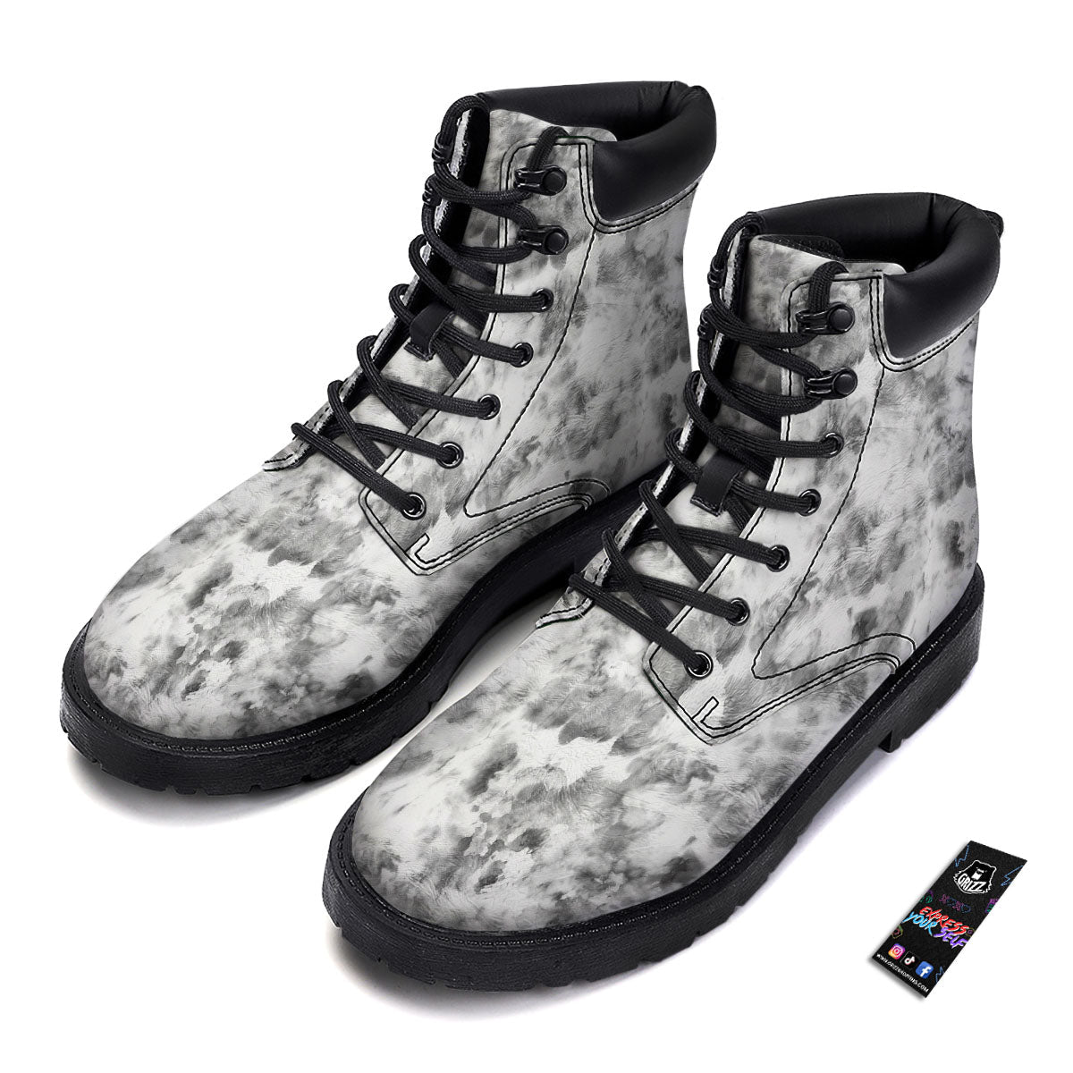 Grey Smoke Marble Print Pattern Boots-grizzshop