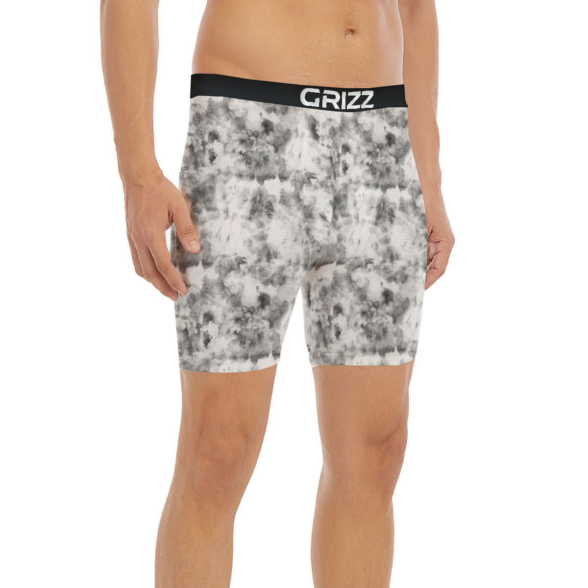 Grey Smoke Marble Print Pattern Boxer Briefs-grizzshop