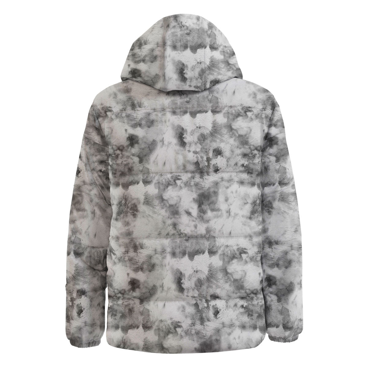 Grey Smoke Marble Print Pattern Down Jacket-grizzshop