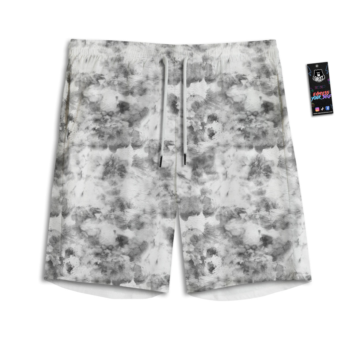 Grey Smoke Marble Print Pattern Men's Athletic Shorts